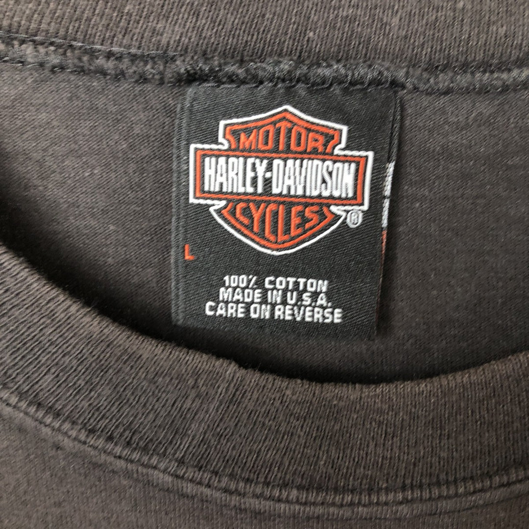 00'S Harley-Davidson Sleeveless Motorcycle Bike T-shirt Made in USA Men's L size cotton brown type Vintage Second Hand