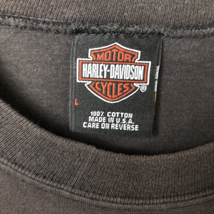 00'S Harley-Davidson Sleeveless Motorcycle Bike T-shirt Made in USA Men's L size cotton brown type Vintage Second Hand