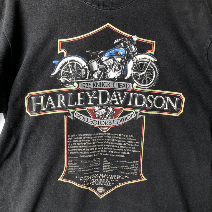 Harley-Davidson Motorcycle Bike T-shirt, Men's Size L unclear black type Vintage Second Hand