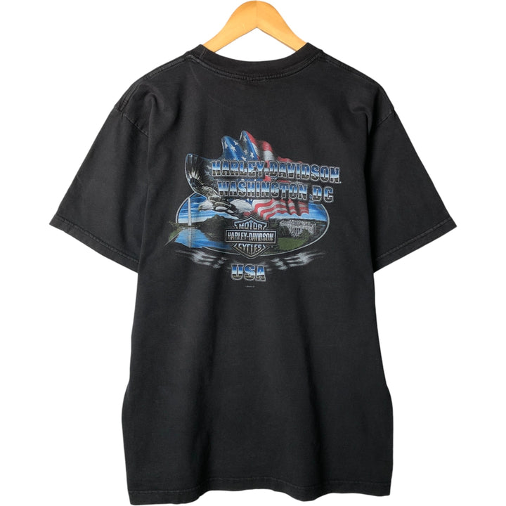 00'S Harley-Davidson Motorcycle Bike T-shirt Men's L size cotton black type Vintage Second Hand