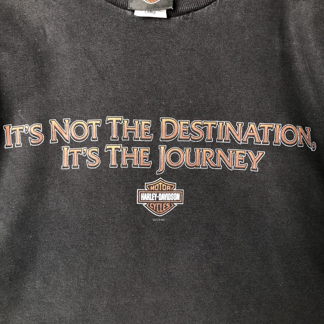 00'S Harley-Davidson Motorcycle Bike T-shirt Men's L size cotton black type Vintage Second Hand