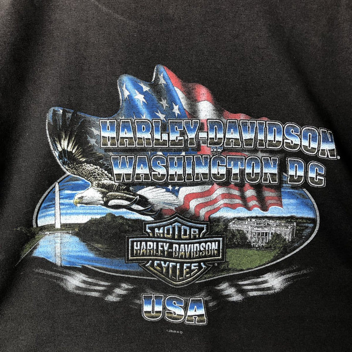 00'S Harley-Davidson Motorcycle Bike T-shirt Men's L size cotton black type Vintage Second Hand