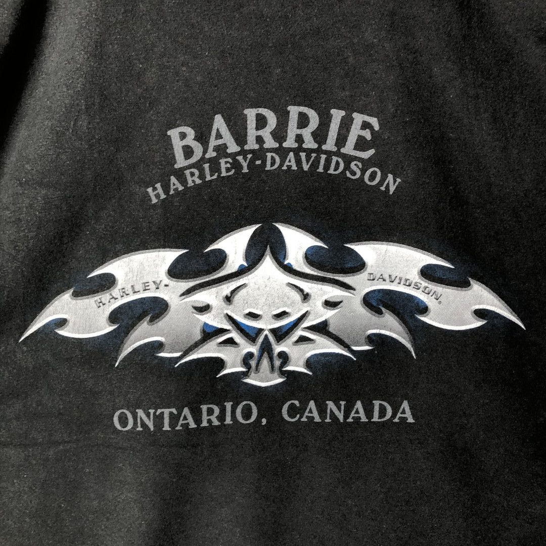 2000'S Harley-Davidson Skull Pattern Tribal Motorcycle T-Shirt, Made in USA, Men's Size XL cotton black type Vintage Second Hand