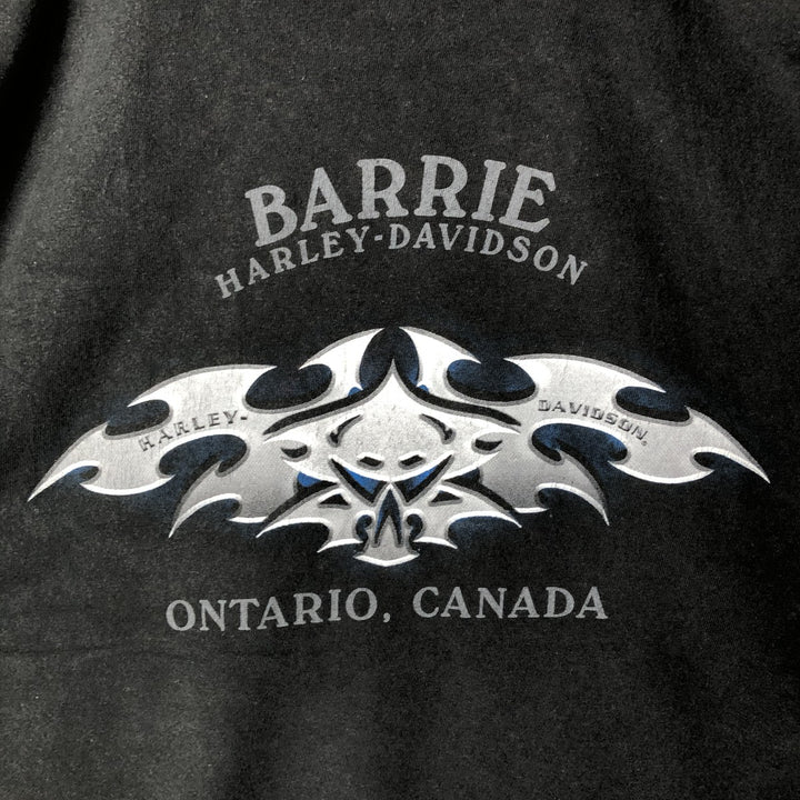 2000'S Harley-Davidson Skull Pattern Tribal Motorcycle T-Shirt, Made in USA, Men's Size XL cotton black type Vintage Second Hand