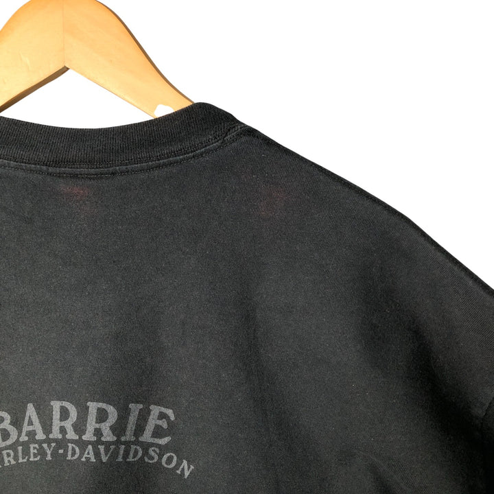 2000'S Harley-Davidson Skull Pattern Tribal Motorcycle T-Shirt, Made in USA, Men's Size XL cotton black type Vintage Second Hand