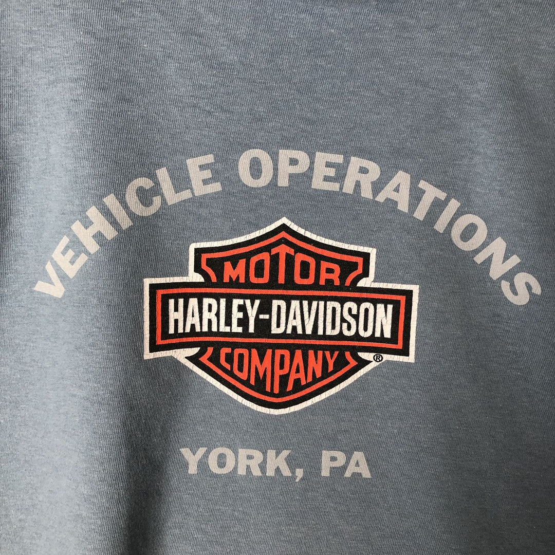 00'S Harley-Davidson Motorcycle Bike T-shirt Men's L size cotton Blue type light blue Vintage Second Hand