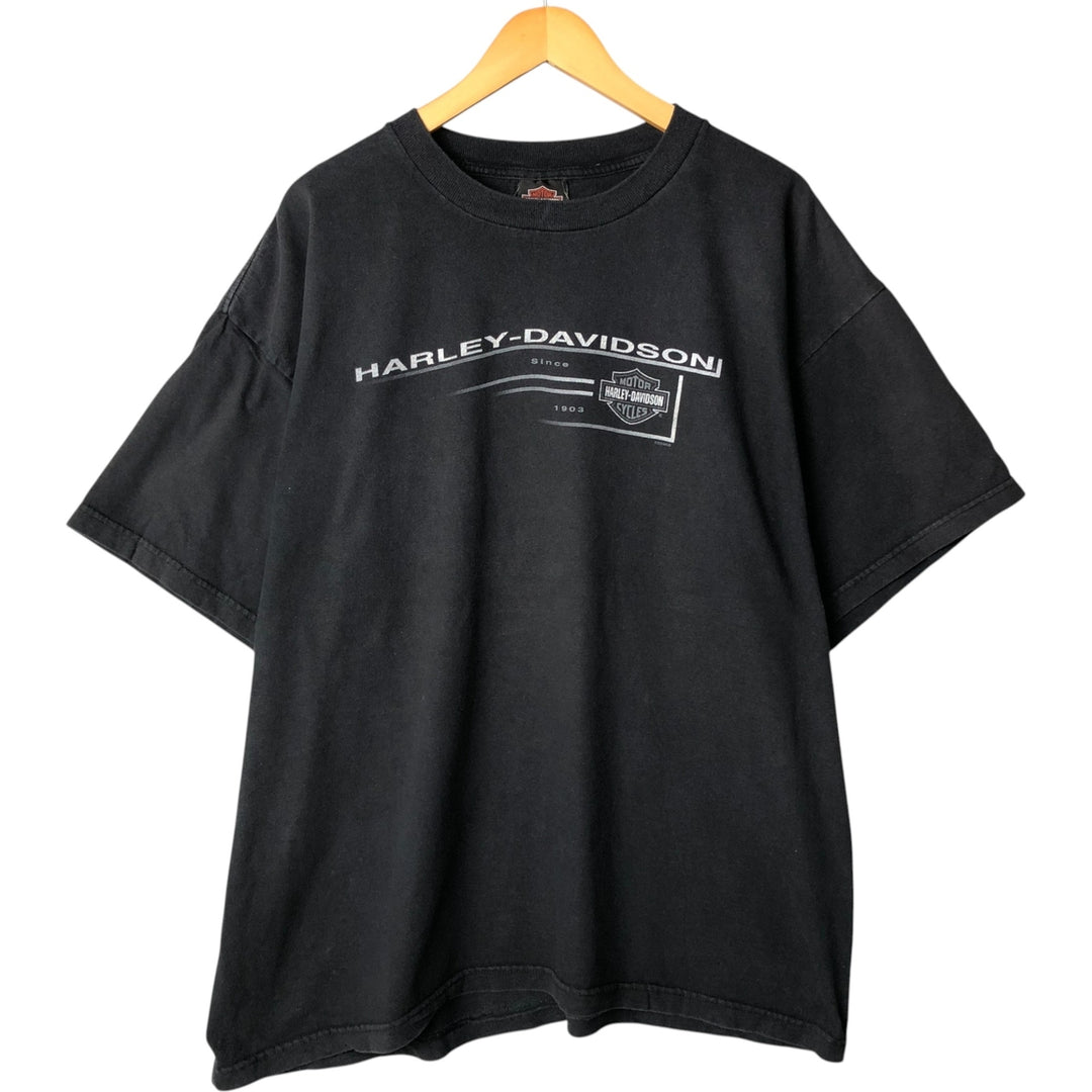 00'S Harley-Davidson Motorcycle Bike T-shirt Made in USA Men's XXL cotton black type Vintage Second Hand
