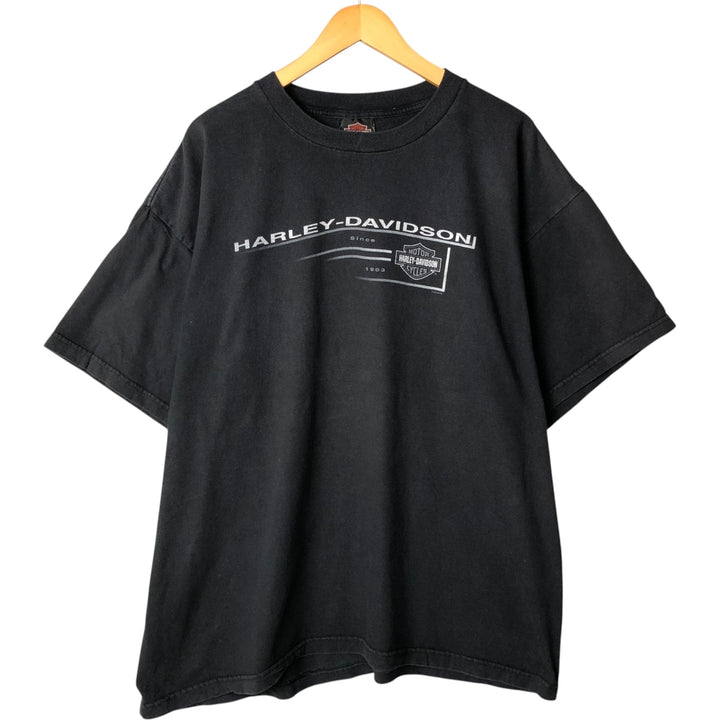 00'S Harley-Davidson Motorcycle Bike T-shirt Made in USA Men's XXL cotton black type Vintage Second Hand