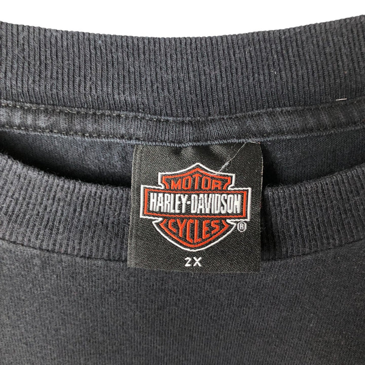 00'S Harley-Davidson Motorcycle Bike T-shirt Made in USA Men's XXL cotton black type Vintage Second Hand