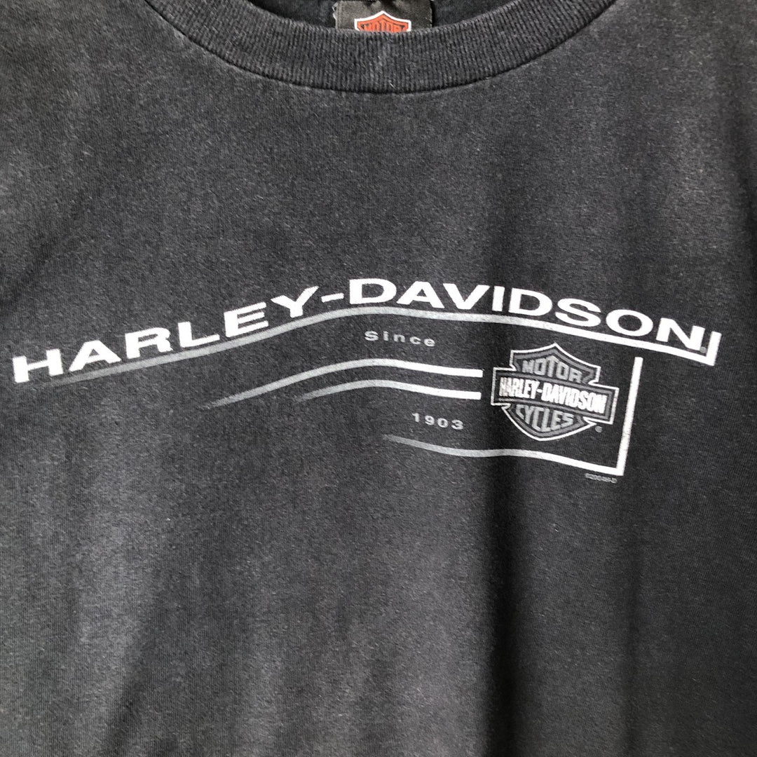 00'S Harley-Davidson Motorcycle Bike T-shirt Made in USA Men's XXL cotton black type Vintage Second Hand