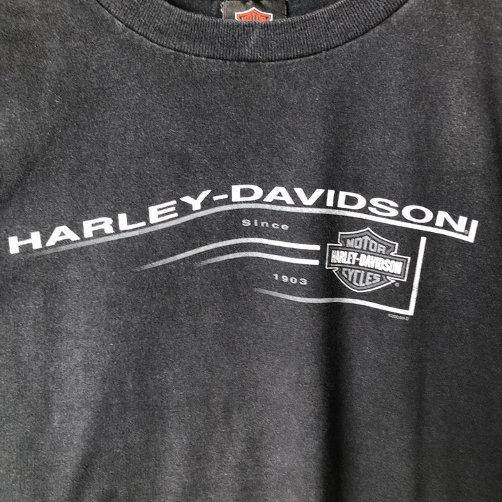 00'S Harley-Davidson Motorcycle Bike T-shirt Made in USA Men's XXL cotton black type Vintage Second Hand