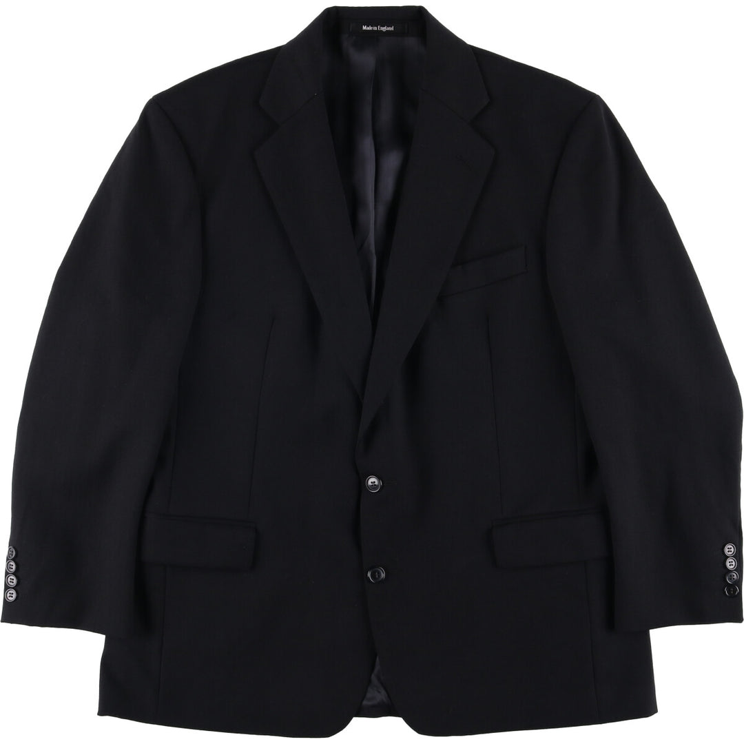 MOSS BROS Herringbone Wool Tailored Jacket, Made in England, Men's Size L wool black type Vintage Second Hand