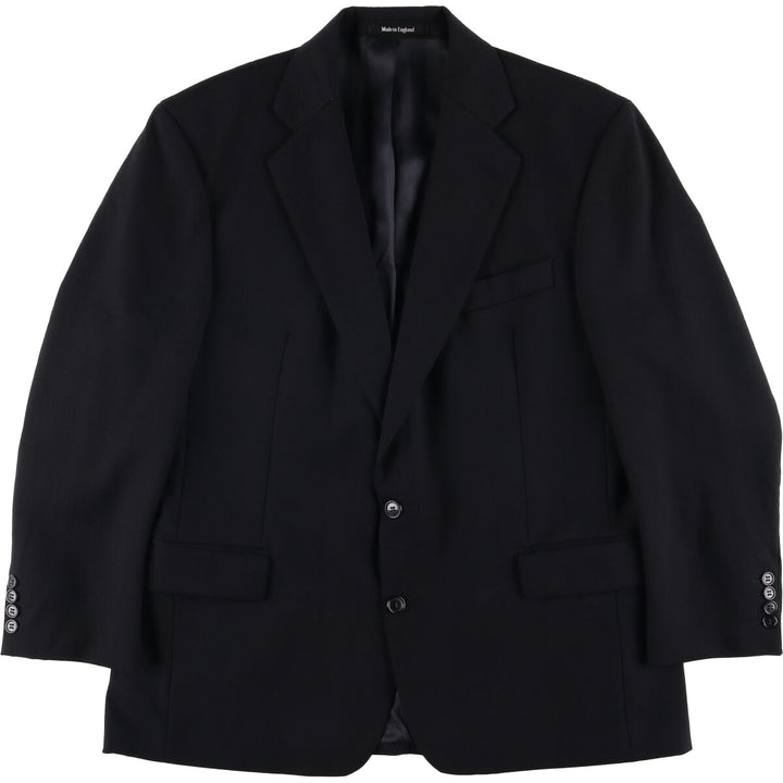 MOSS BROS Herringbone Wool Tailored Jacket, Made in England, Men's Size L wool black type Vintage Second Hand