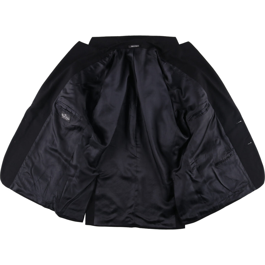 MOSS BROS Herringbone Wool Tailored Jacket, Made in England, Men's Size L wool black type Vintage Second Hand