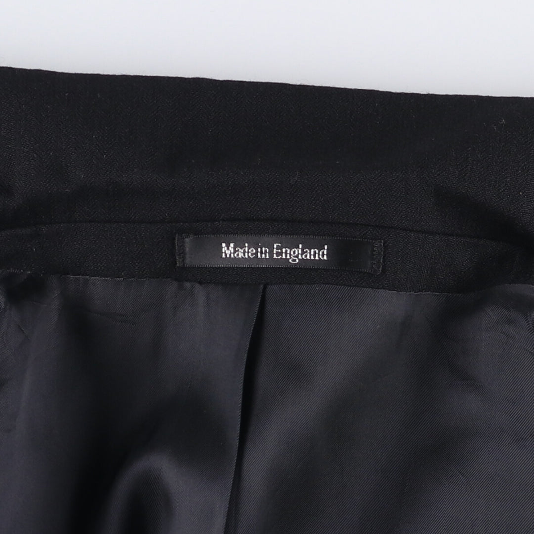MOSS BROS Herringbone Wool Tailored Jacket, Made in England, Men's Size L wool black type Vintage Second Hand