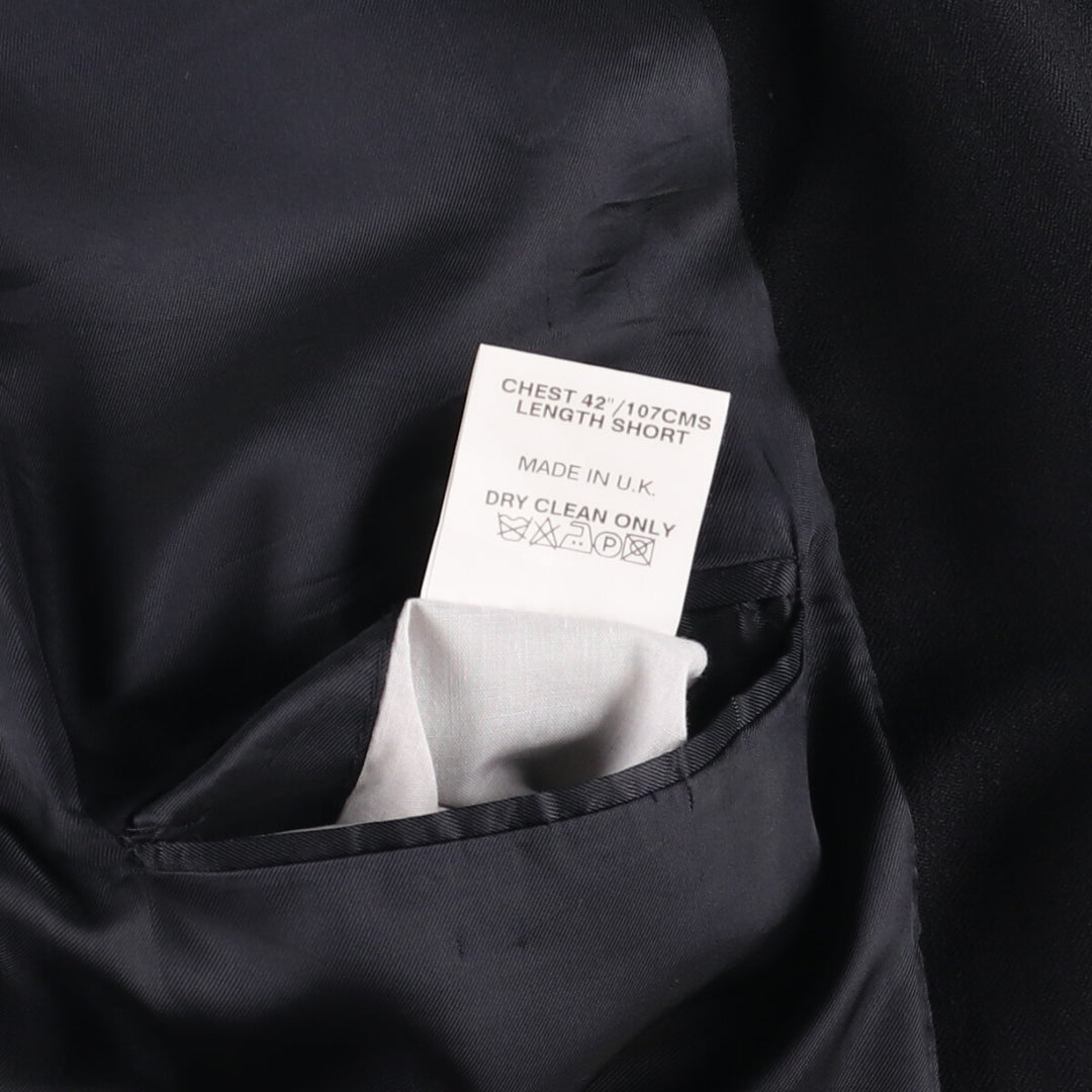 MOSS BROS Herringbone Wool Tailored Jacket, Made in England, Men's Size L wool black type Vintage Second Hand