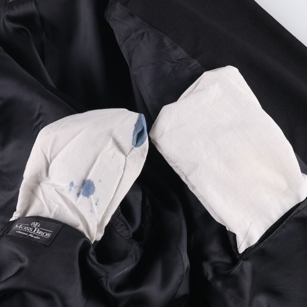 MOSS BROS Herringbone Wool Tailored Jacket, Made in England, Men's Size L wool black type Vintage Second Hand