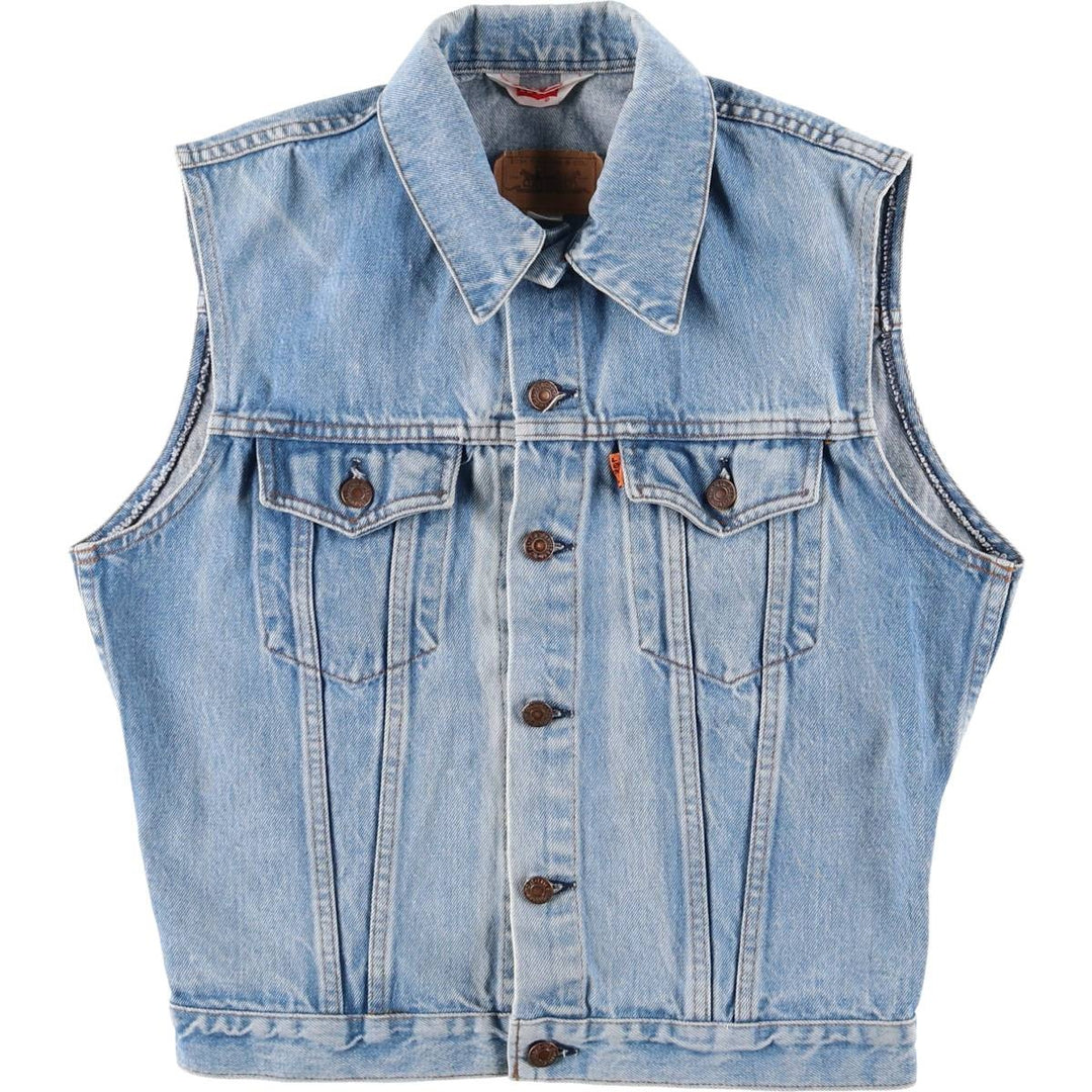 Vintage Levi's 70501-0217 Euro Model Orange Tab Denim Vest, Made in France, Men's Size Small unclear blue type Vintage Second Hand