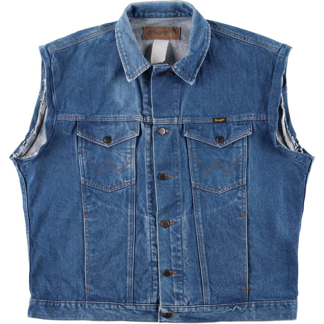 Vintage 90'S Wrangler denim vest, men's size XXL unclear blue type Vintage Second Hand