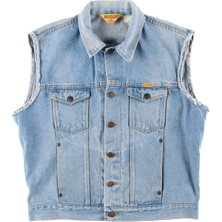 Vintage 70s-80'S Rustler denim vest, made in the USA, size L, men's unclear blue type Vintage Second Hand