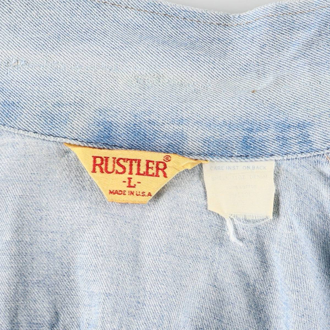 Vintage 70s-80'S Rustler denim vest, made in the USA, size L, men's unclear blue type Vintage Second Hand