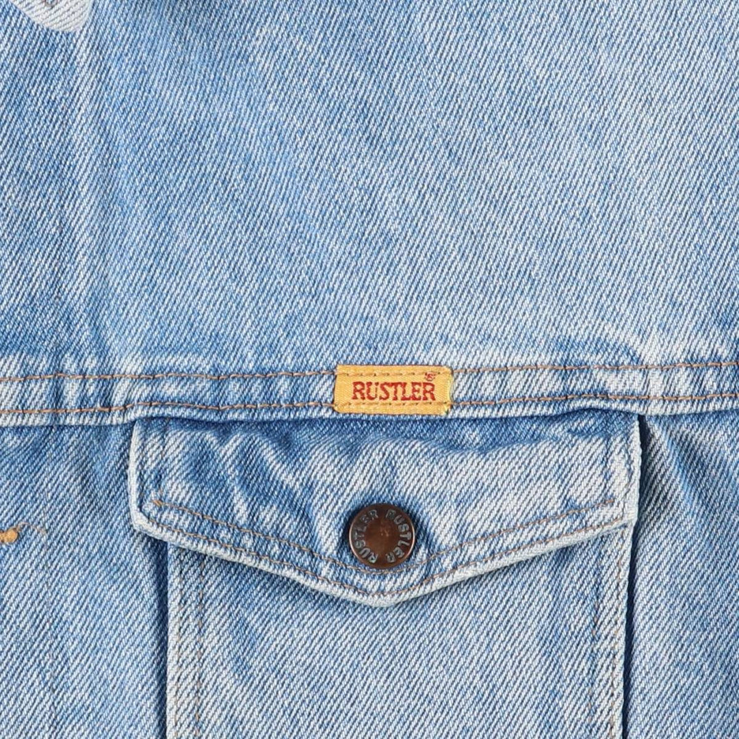 Vintage 70s-80'S Rustler denim vest, made in the USA, size L, men's unclear blue type Vintage Second Hand