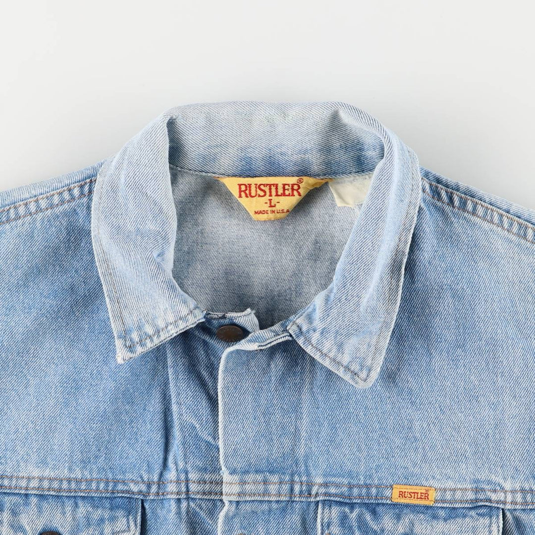 Vintage 70s-80'S Rustler denim vest, made in the USA, size L, men's unclear blue type Vintage Second Hand