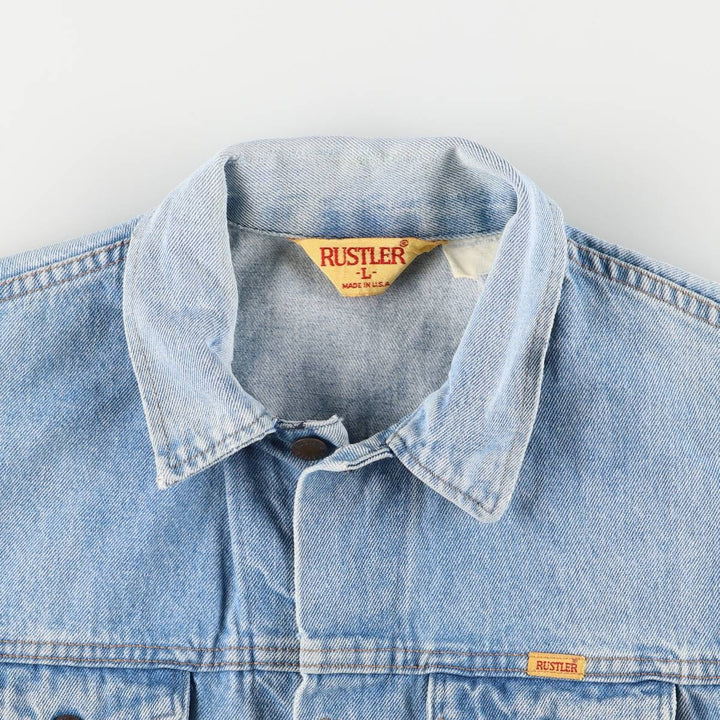 Vintage 70s-80'S Rustler denim vest, made in the USA, size L, men's unclear blue type Vintage Second Hand