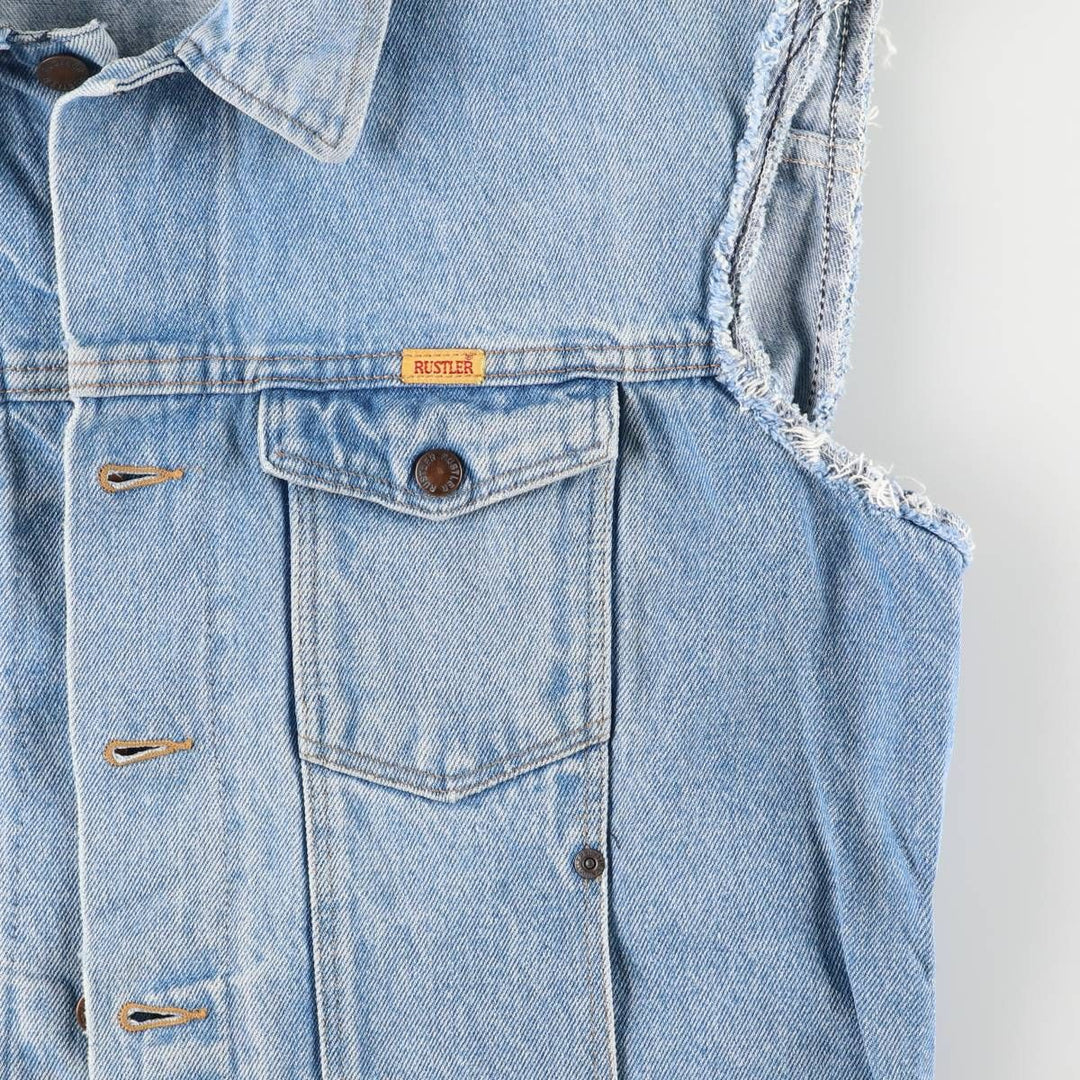 Vintage 70s-80'S Rustler denim vest, made in the USA, size L, men's unclear blue type Vintage Second Hand