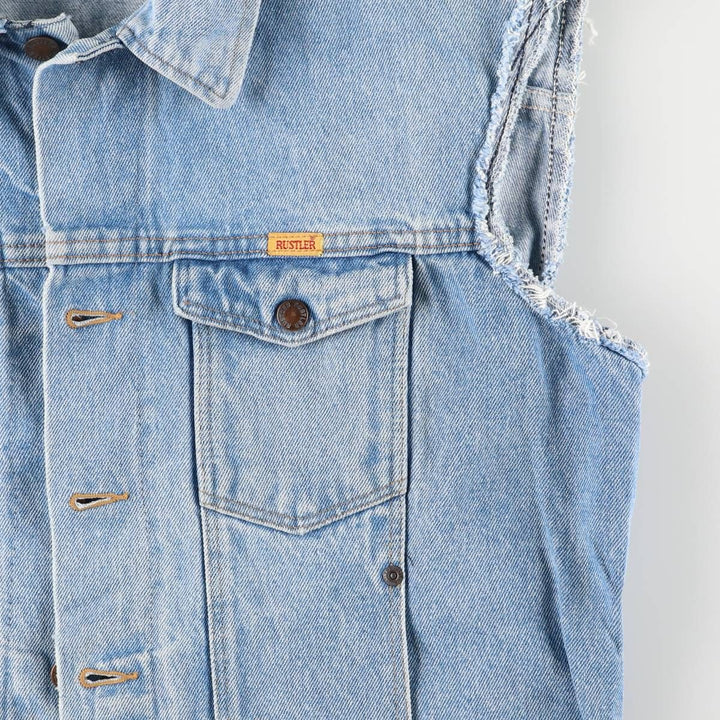 Vintage 70s-80'S Rustler denim vest, made in the USA, size L, men's unclear blue type Vintage Second Hand