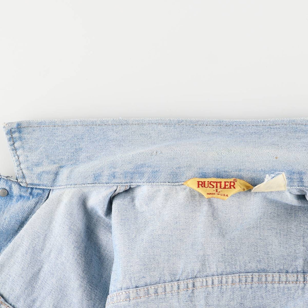 Vintage 70s-80'S Rustler denim vest, made in the USA, size L, men's unclear blue type Vintage Second Hand