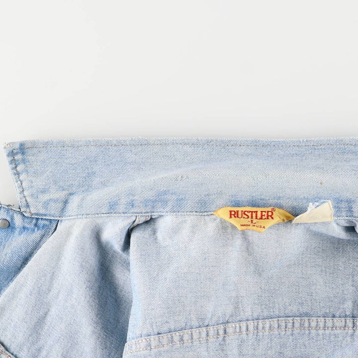 Vintage 70s-80'S Rustler denim vest, made in the USA, size L, men's unclear blue type Vintage Second Hand