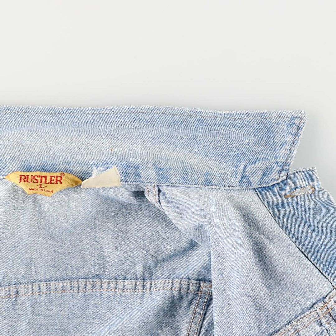 Vintage 70s-80'S Rustler denim vest, made in the USA, size L, men's unclear blue type Vintage Second Hand