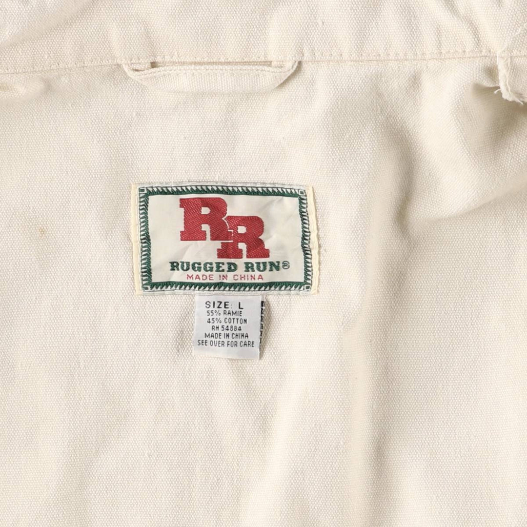 RUGGED RUN Hunting Vest, Men's Size L cotton pale white type Vintage Second Hand