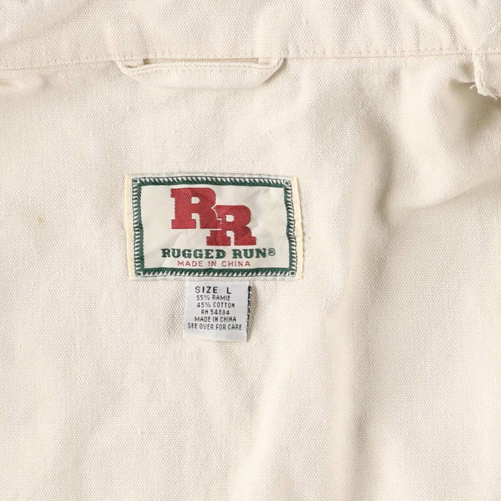RUGGED RUN Hunting Vest, Men's Size L cotton pale white type Vintage Second Hand