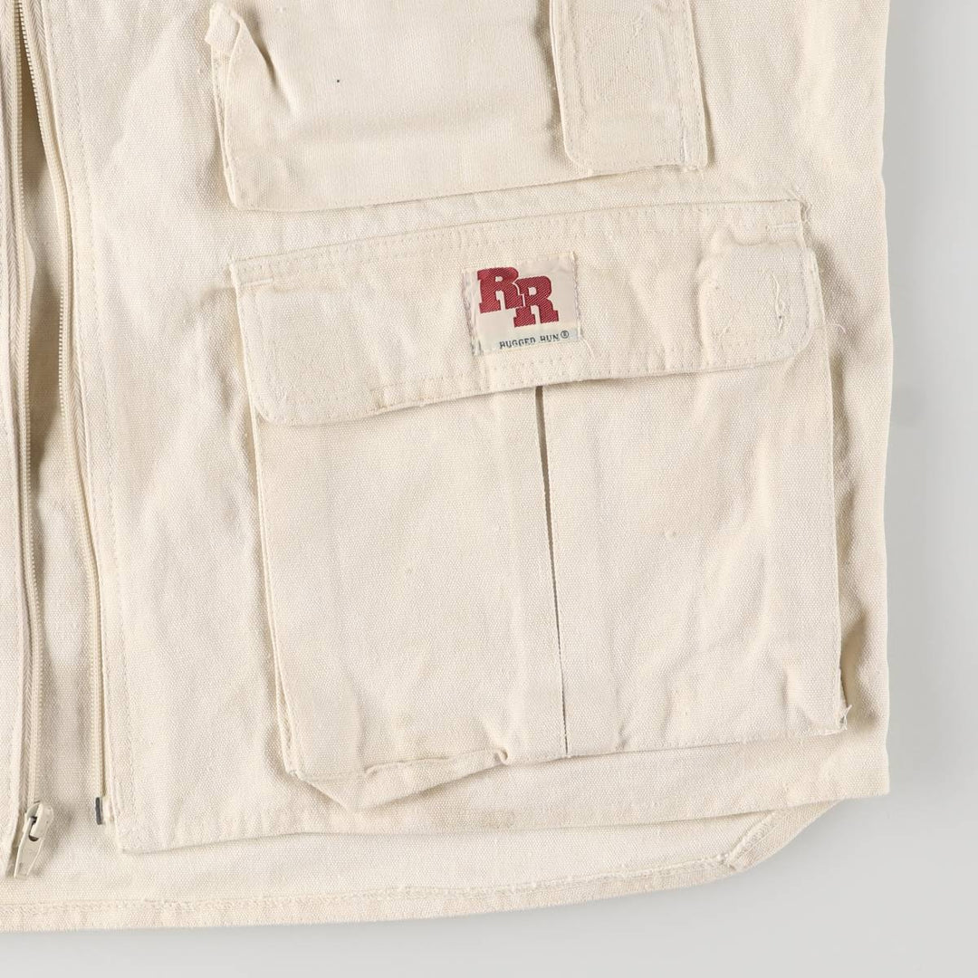 RUGGED RUN Hunting Vest, Men's Size L cotton pale white type Vintage Second Hand