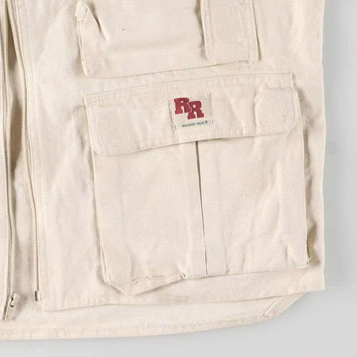 RUGGED RUN Hunting Vest, Men's Size L cotton pale white type Vintage Second Hand