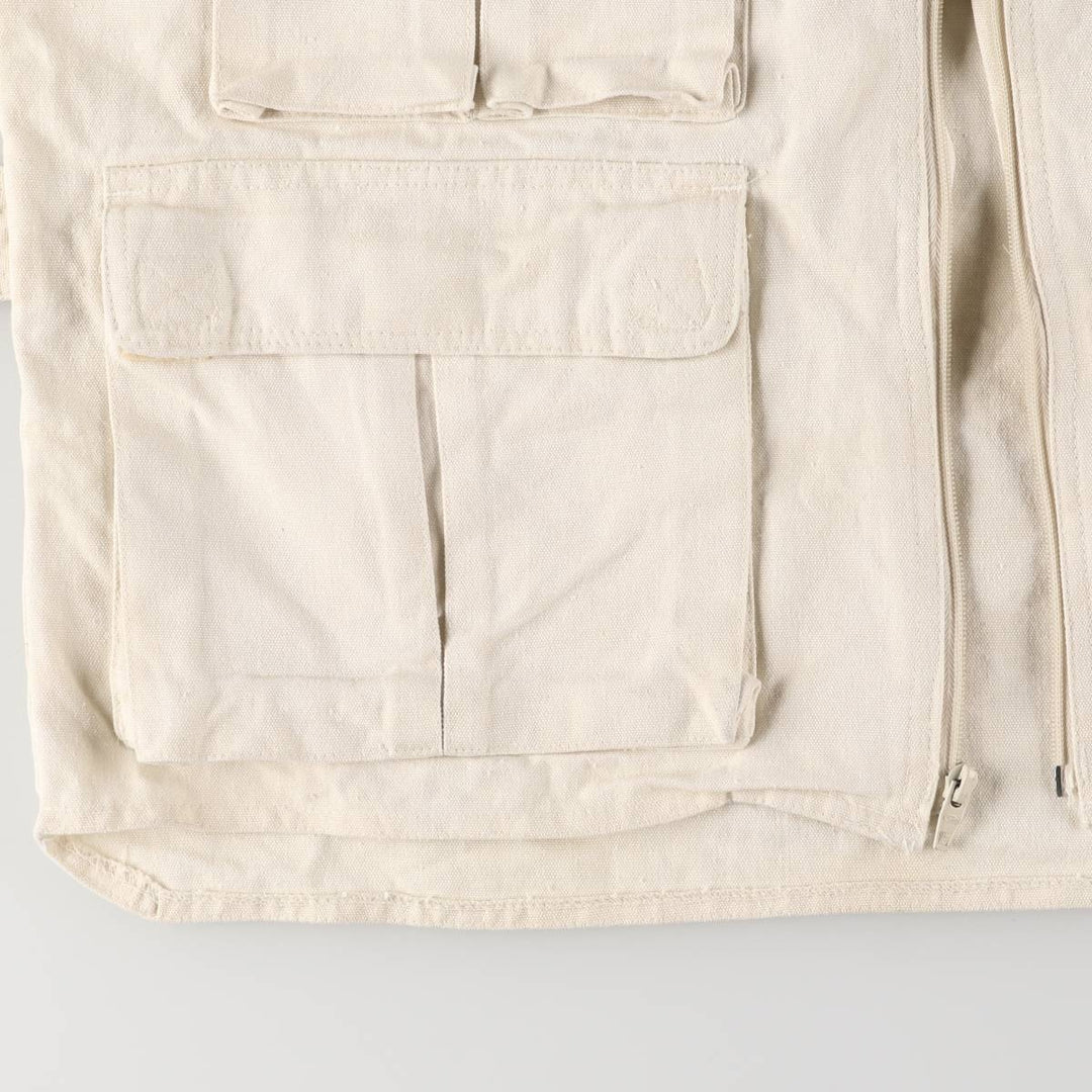 RUGGED RUN Hunting Vest, Men's Size L cotton pale white type Vintage Second Hand