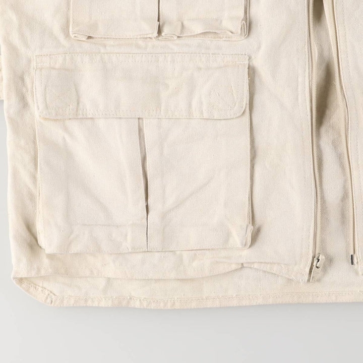 RUGGED RUN Hunting Vest, Men's Size L cotton pale white type Vintage Second Hand