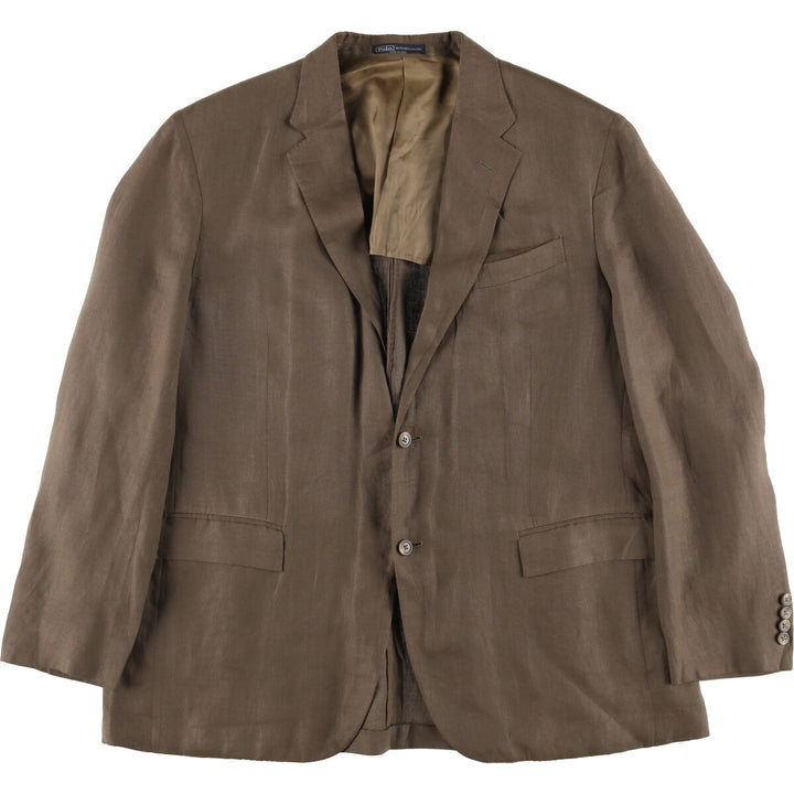 Ralph Lauren POLO by Ralph Lauren linen tailored jacket, made in Italy, men's size XL linen brown type Vintage Second Hand