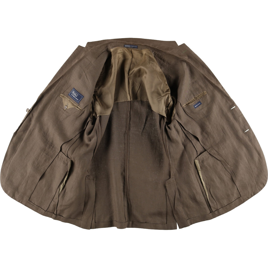 Ralph Lauren POLO by Ralph Lauren linen tailored jacket, made in Italy, men's size XL linen brown type Vintage Second Hand