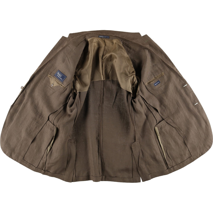 Ralph Lauren POLO by Ralph Lauren linen tailored jacket, made in Italy, men's size XL linen brown type Vintage Second Hand