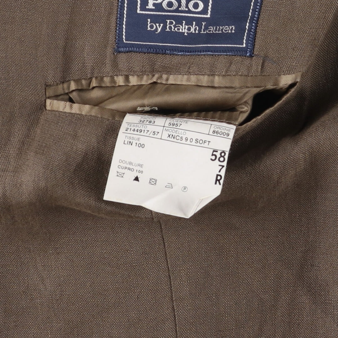 Ralph Lauren POLO by Ralph Lauren linen tailored jacket, made in Italy, men's size XL linen brown type Vintage Second Hand
