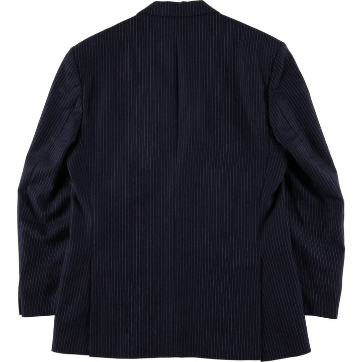 The Label Stripe Pattern Wool Tailored Jacket, Made in England, Men's Size L wool navy blue type Vintage Second Hand