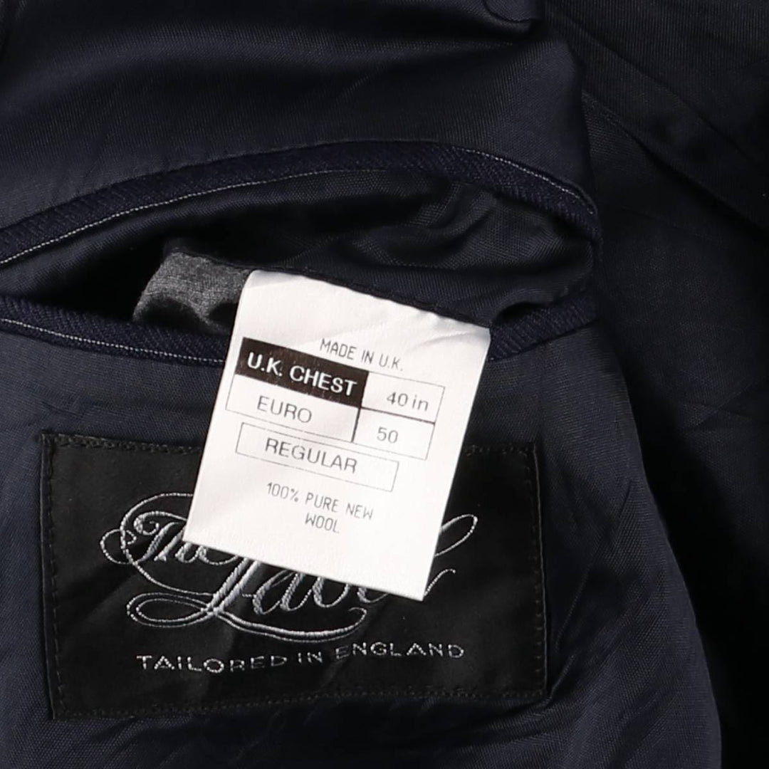 The Label Stripe Pattern Wool Tailored Jacket, Made in England, Men's Size L wool navy blue type Vintage Second Hand