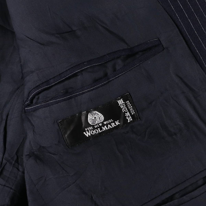 The Label Stripe Pattern Wool Tailored Jacket, Made in England, Men's Size L wool navy blue type Vintage Second Hand