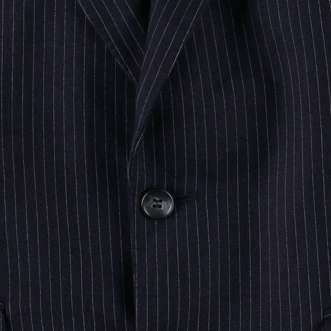 The Label Stripe Pattern Wool Tailored Jacket, Made in England, Men's Size L wool navy blue type Vintage Second Hand