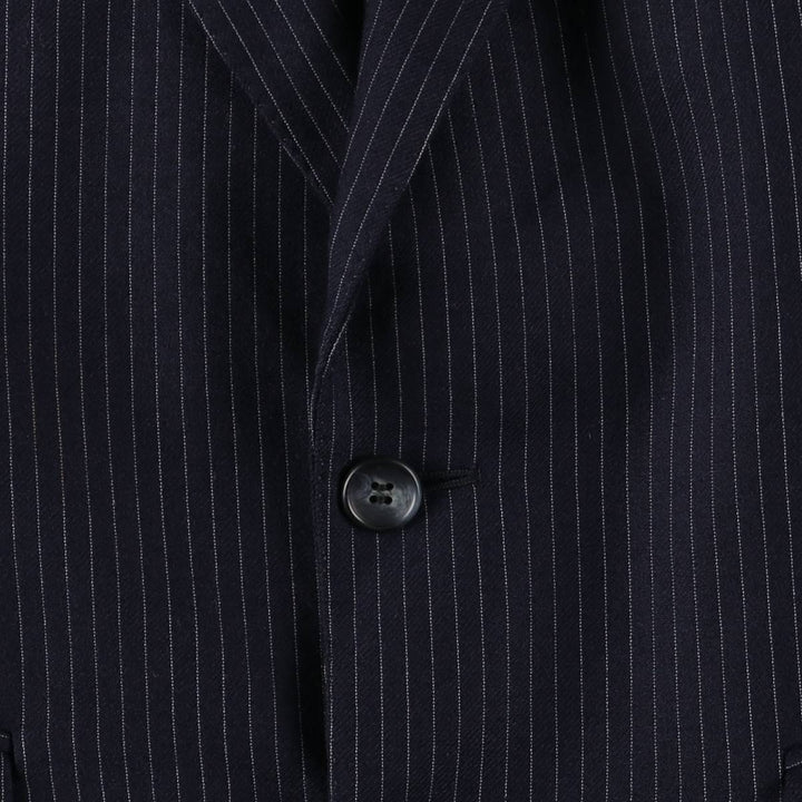 The Label Stripe Pattern Wool Tailored Jacket, Made in England, Men's Size L wool navy blue type Vintage Second Hand