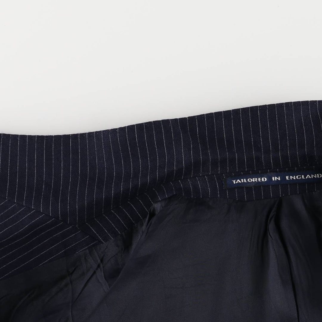 The Label Stripe Pattern Wool Tailored Jacket, Made in England, Men's Size L wool navy blue type Vintage Second Hand