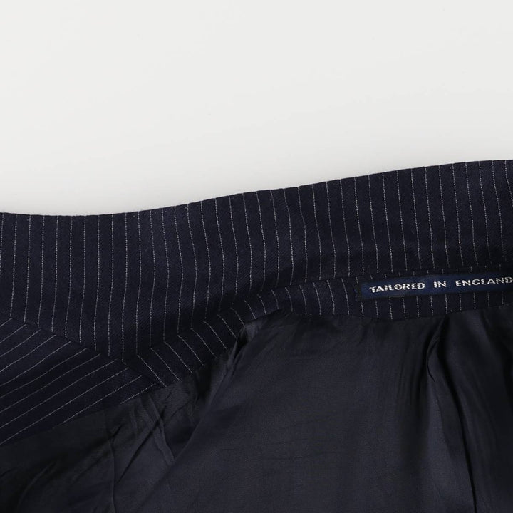 The Label Stripe Pattern Wool Tailored Jacket, Made in England, Men's Size L wool navy blue type Vintage Second Hand